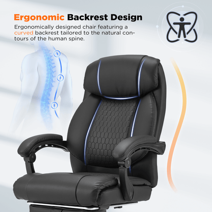Erommy Executive Heat & Massage Reclining Leather Ergonomic Office Chairs, Black (2 Pack)