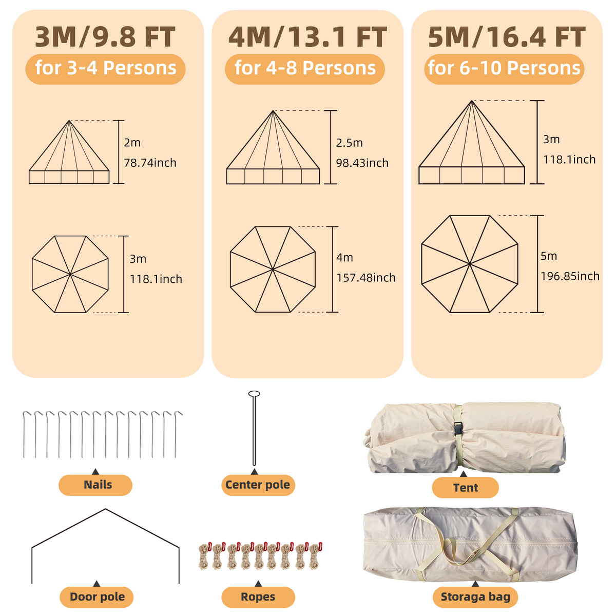 EROMMY 8-10 Person Yurt Tent House with Stove Jack – 16.4FT