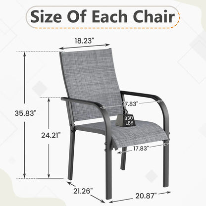 EROMMY Patio Chairs Set of 4, 330 LBS Capacity, 17.83" Widened Outdoor Dining Chairs with All Weather Quick-Drying Textilene & Metal Frame, Gray