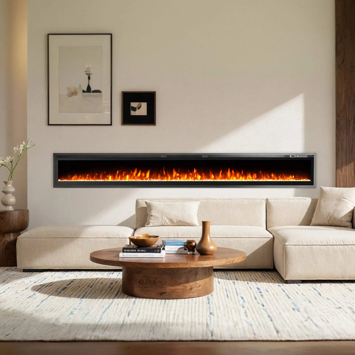 EROMMY Wall Mounted Electric Fireplace, with 12 LED Colors and Remote Control  - 100 inches