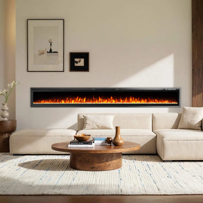 EROMMY Wall Mounted Electric Fireplace, with 12 LED Colors and Remote Control  - 100 inches