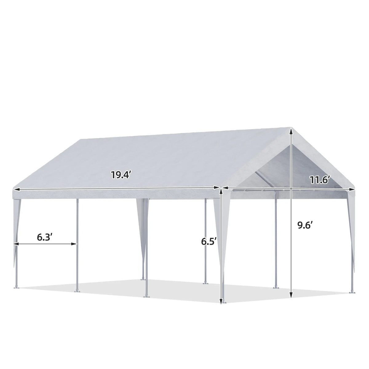 EROMMY Carports 12x20 heavy duty, Rainproof & UV Protected Garage Top Tarp Shelter Cover, Outdoor Portable Garage for Car, Boat Tent, White