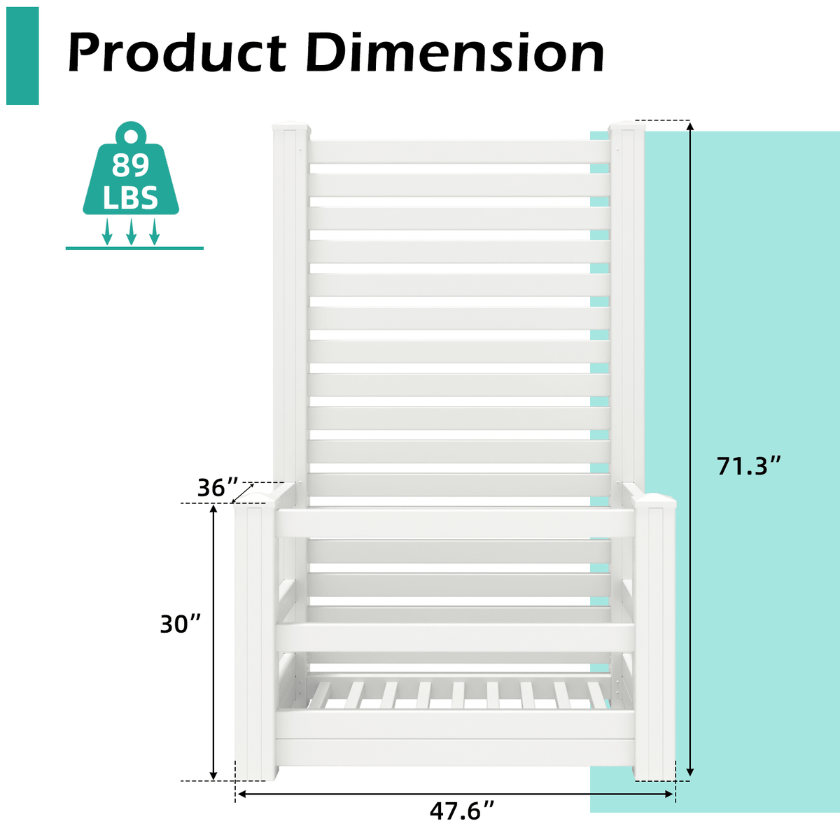 EROMMY 71" H Privacy Screen Pool Storage Organizer, Freestanding Pool Float Holder Replaces Deck Box, White