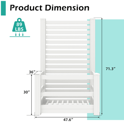 EROMMY 71" H Privacy Screen Pool Storage Organizer, Freestanding Pool Float Holder Replaces Deck Box, White