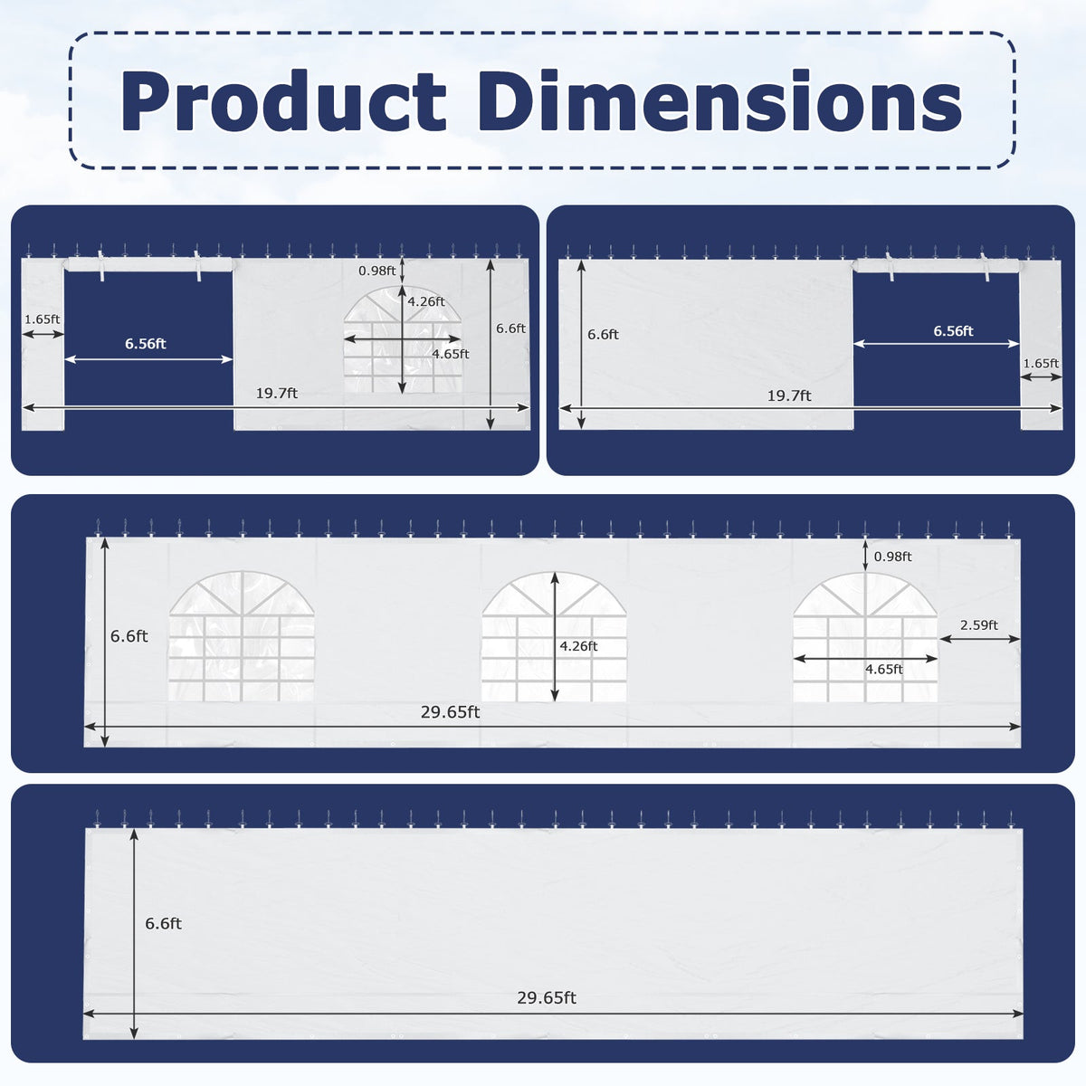 EROMMY 20x30ft 350G PVC Sidewalls (Please check with customer service before purchasing to confirm compatibility）