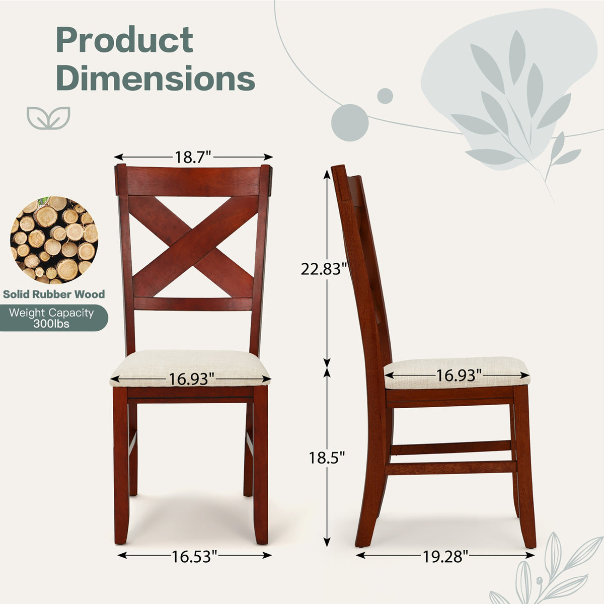 EROMMY Dining Chairs Set of 8, Modern Farmhouse Upholstered Dining Room Chair, Walnut