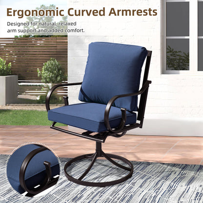 Erommy  Patio Swivel Chair Set of 4, Outdoor Dining Chairs with Cushions, Blue