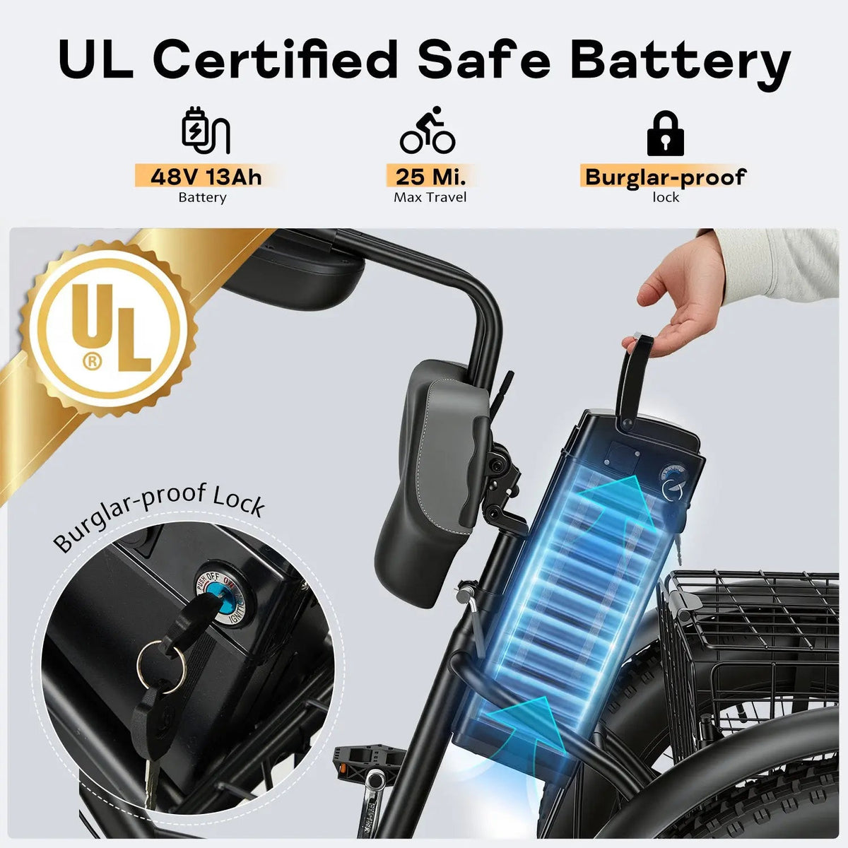 EROMMY Electric Trike for Adults,Peak 750W Brushless Motor, E-Trike with 20" x 4" Tires,LCD Display,Removable Battery, Charger,3-Wheel Electric Bicycle, Up to 70 Miles Range, 20 MPH+ Speed, Black