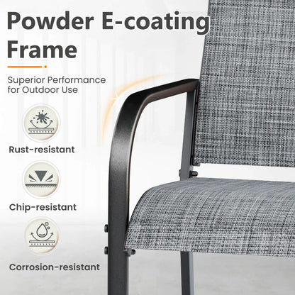 EROMMY Patio Chairs Set of 4, 330 LBS Capacity, 17.83" Widened Outdoor Dining Chairs with All Weather Quick-Drying Textilene & Metal Frame, Gray