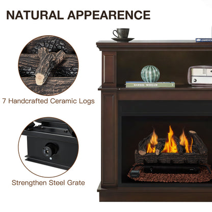 EROMMY 27 Inch Ventless Fireplace Logs Set, Only Used for Natural Gas, Brown