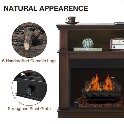 EROMMY 24 Inch Ventless Fireplace Logs Set, Only Used for Natural Gas, Brown