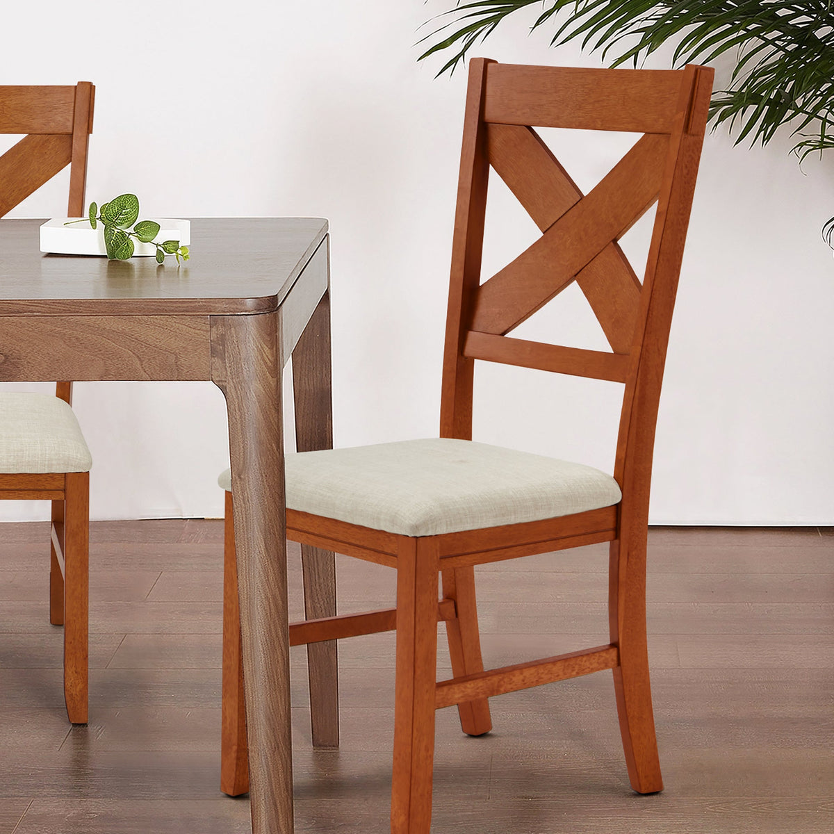 EROMMY Dining Chairs Set of 8, Modern Farmhouse Upholstered Dining Room Chair, Natural Oak