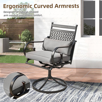 EROMMY Patio Swivel Chair Set of 6, Outdoor Dining Chairs with Cushions for Porch, Deck, and Garden, Gray
