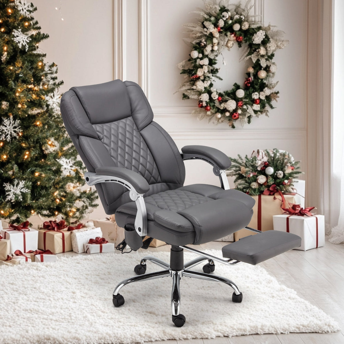 EROMMY Executive Office Chair, Ergonomic Big and Tall Massage & Heated Desk Chair (2 Pack, Gray)