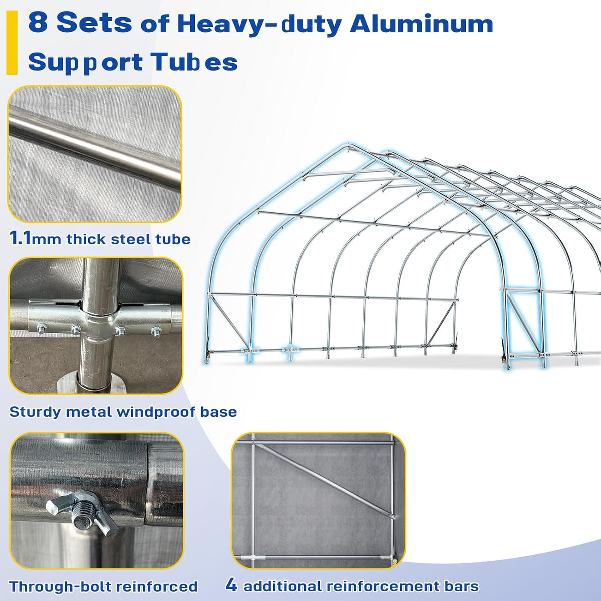 EROMMY 20x30 FT Heavy Duty Durable Carport With 3-Layer PE Waterproof Cover