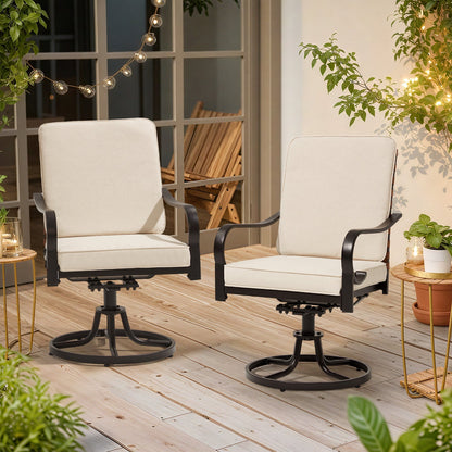 EROMMY Swivel Patio Chairs Set of 4 with Thickened Cushions, Beige