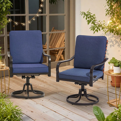EROMMY Swivel Patio Chairs Set of 4 with Thickened Cushions, Blue