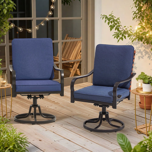 EROMMY Swivel Patio Chairs Set of 4 with Thickened Cushions, Blue