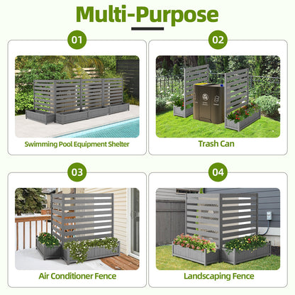 EROMMY 2-Pack No-Dig Privacy Fence Planter 36" W x 45" H, Wood Outdoor Screen for AC Unit, Trash & Flower Bed, Weather-Resistant, Grey
