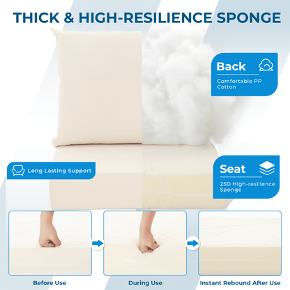 EROMMY Patio Furniture Cushions Set of 2 with Handle and Ties, Waterproof Fade-Resistant Outdoor Couch Cushions, Chair Pads for Dining Chairs, Beige