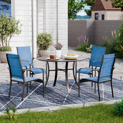 EROMMY 6 Pack Outdoor Dining Chairs, Stackable Patio Chairs with Breathable Textilene & Durable Metal Frame, Blue