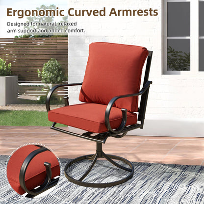 EROMMY  Patio Swivel Chair Set of 4, Outdoor Dining Chairs with Cushions, Red