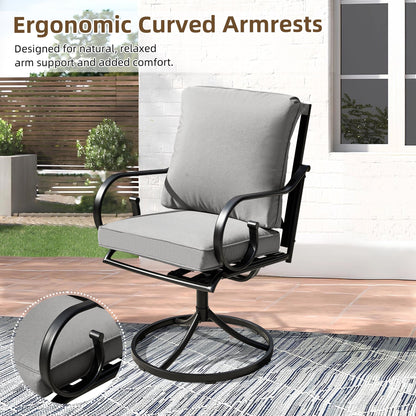 EROMMY  Patio Swivel Chair Set of 4, Outdoor Dining Chairs with Cushions, Gray