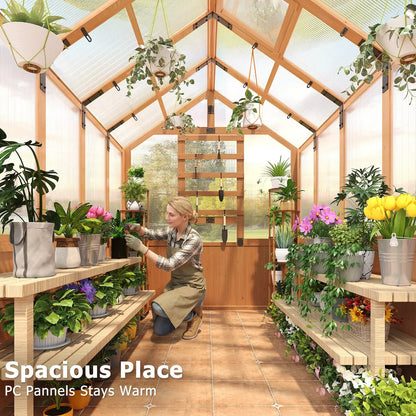 EROMMY 6x10 FT Wooden Greenhouse for Plants and Vegetables