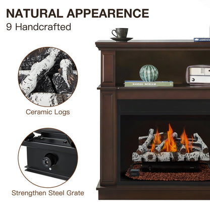 EROMMY 27 Inch Ventless Fireplace Logs Set, Only Used for Natural Gas, White