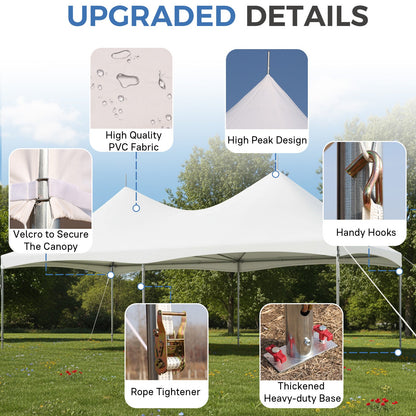EROMMY 20x40FT Heavy Duty High Peak Party Tent, Outdoor Canopy with PVC Top, Event & Wedding Shelter for 130 People, Commercial Gazebo Carport, White