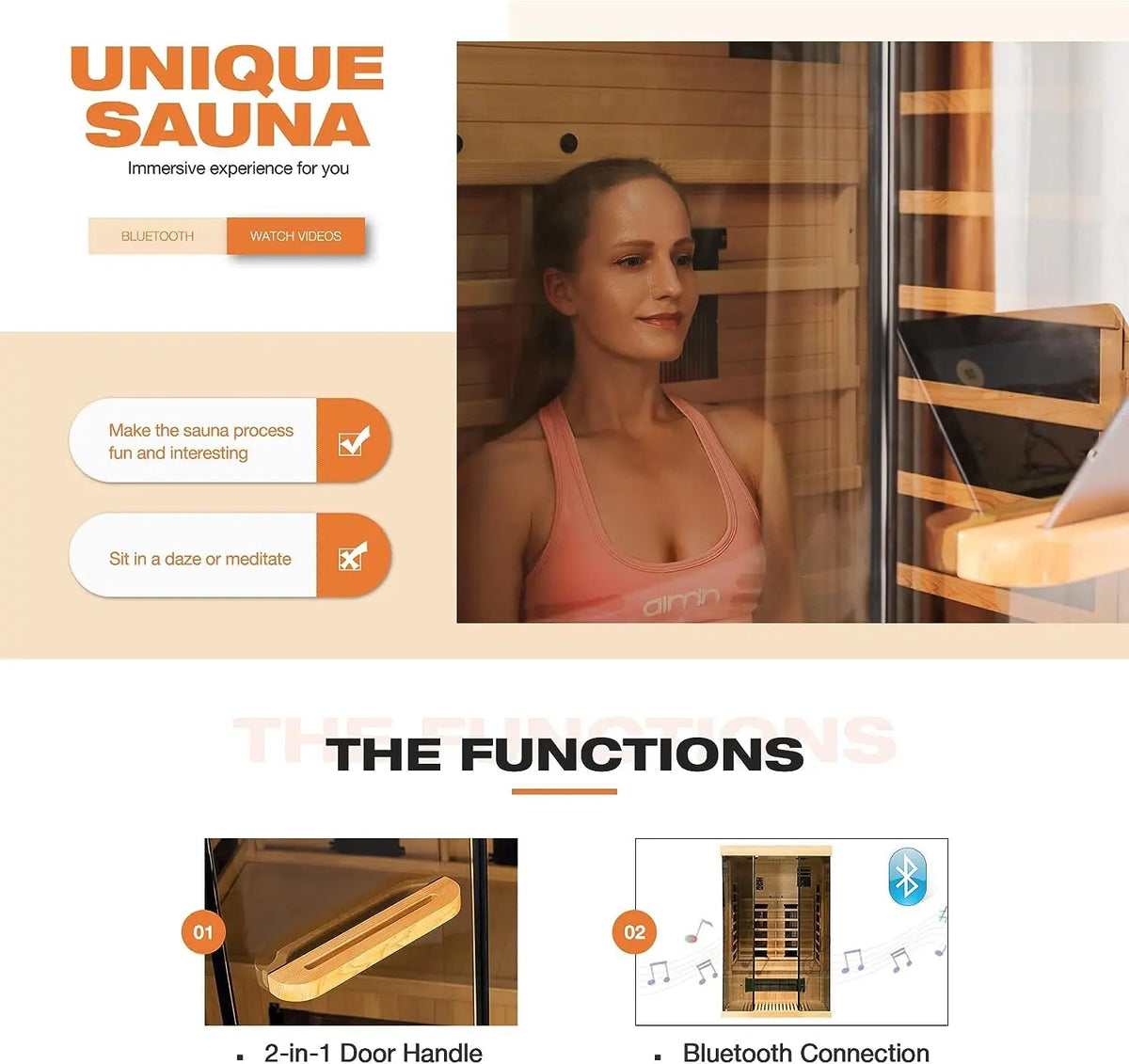 EROMMY Infrared 2 Person Sauna with Chromotherapy Heater for Home or Gym