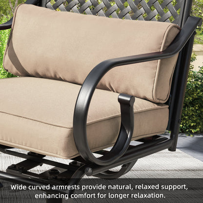 EROMMY Patio Swivel Chair Set of 6, Outdoor Dining Chairs with Cushions for Porch, Deck, and Garden, Khaki