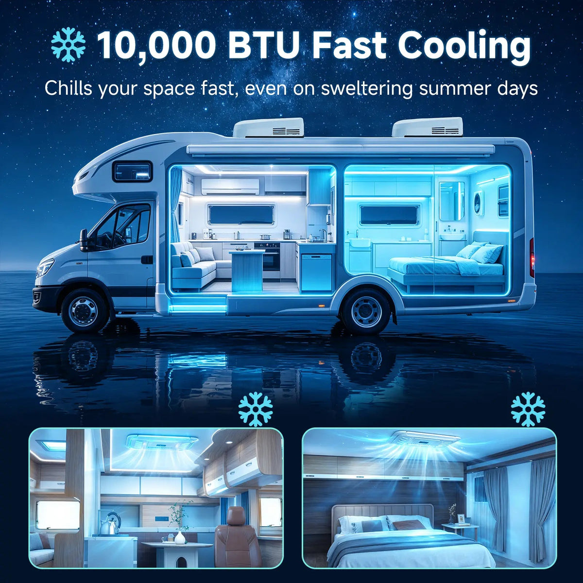 EROMMY RV Air Conditioner, 10000 BTU RV AC Unit with Auto Swing Airflow & Low-Profile Design, Low Power Consumption, Ultra Quiet, Non-Ducted RV Air Conditioners for RVs, Trucks, and Campers