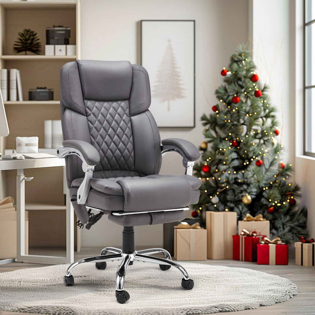 EROMMY Executive Office Chair, Ergonomic Big and Tall Massage & Heated Desk Chair (2 Pack, Gray)