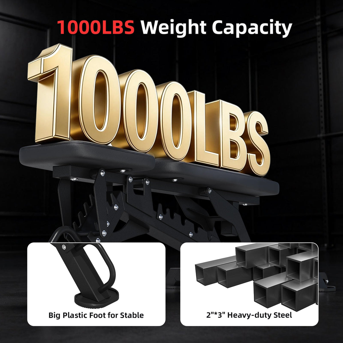 EROMMY Weight Bench, Heavy Duty FID Adjustable Exercise Bench, 1000 lbs Capacity