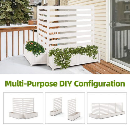 EROMMY 2-Pack No-Dig Privacy Fence Planter, Wood Outdoor Screen Air Conditioner Fence for AC Unit, Trash & Flower Bed, Weather-Resistant, 36" W x 45" H, White