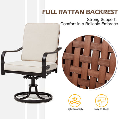 EROMMY Swivel Patio Chairs Set of 4 with Thickened Cushions, Beige