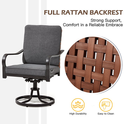 EROMMY Swivel Patio Chairs Set of 4 with Thickened Cushions, Gray