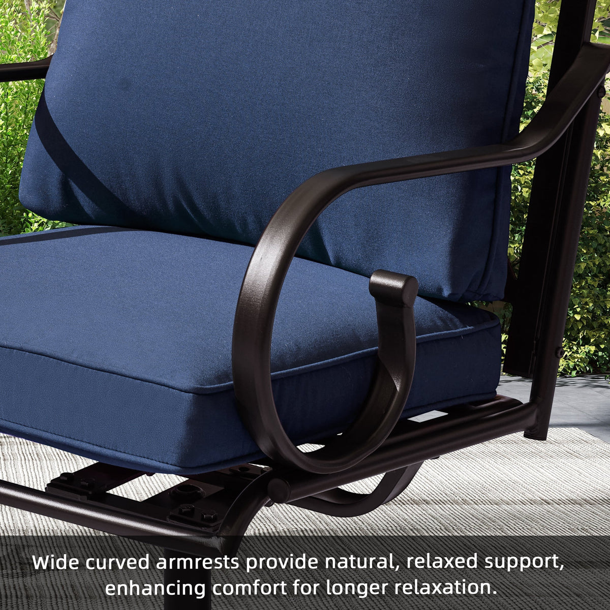 Erommy  Patio Swivel Chair Set of 4, Outdoor Dining Chairs with Cushions, Blue