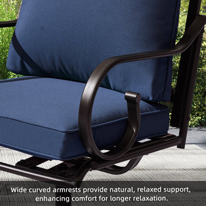 Erommy  Patio Swivel Chair Set of 4, Outdoor Dining Chairs with Cushions, Blue