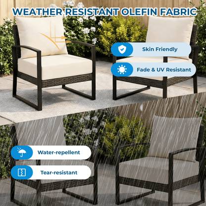 EROMMY Patio Furniture Cushions Set of 2 with Handle and Ties, Waterproof Fade-Resistant Outdoor Couch Cushions, Chair Pads for Dining Chairs, Beige
