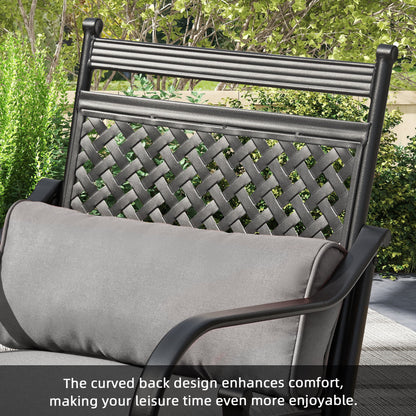 EROMMY Patio Swivel Chair Set of 4, Outdoor Dining Chairs with Cushions for Porch, Deck, and Garden, Gray