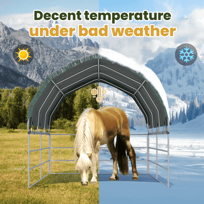 EROMMY 10'x10' Heavy Duty Round Style Canopy With Shade Shed Kit for Livestock