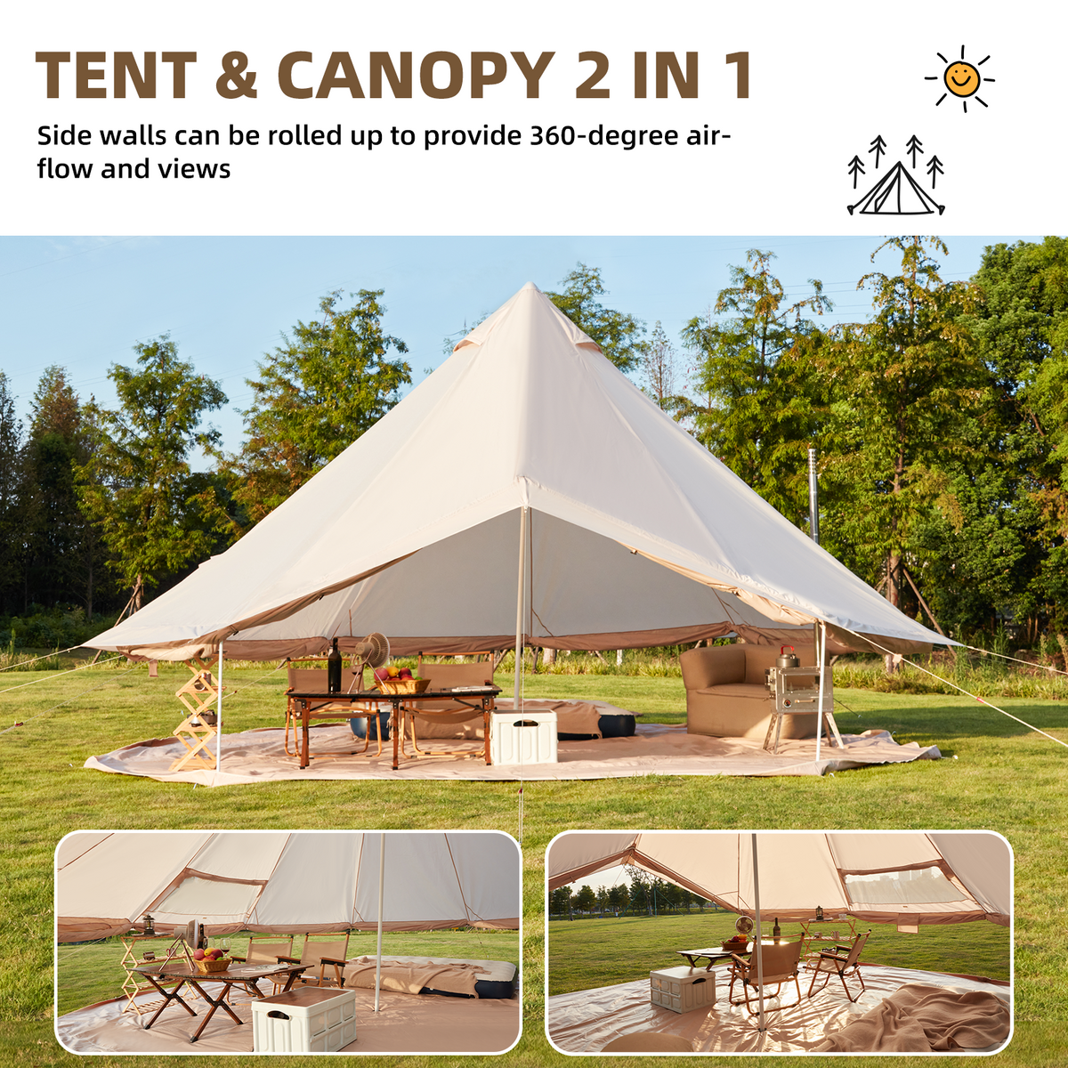 EROMMY 8-10 Person Yurt Tent House with Stove Jack – 16.4FT