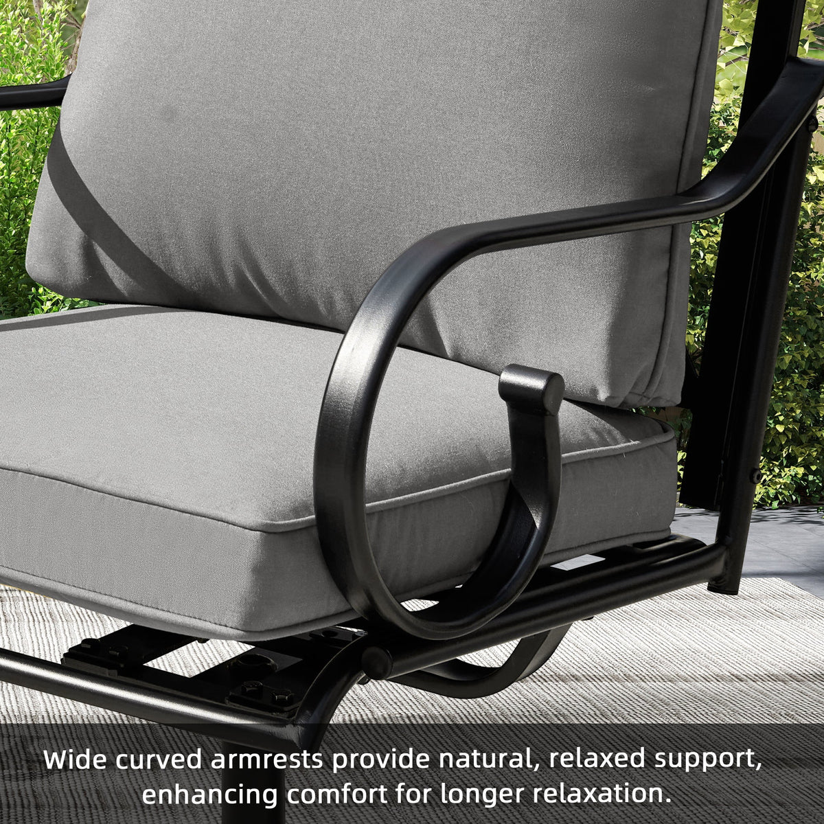 EROMMY  Patio Swivel Chair Set of 4, Outdoor Dining Chairs with Cushions, Gray