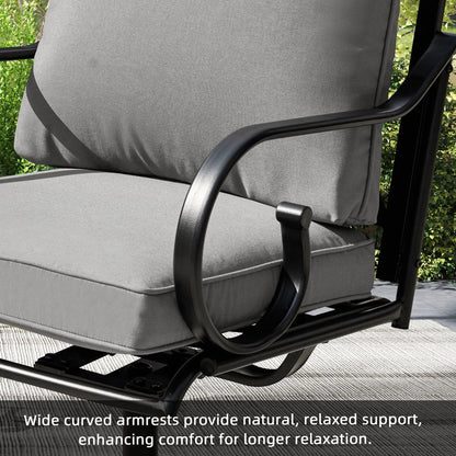 EROMMY  Patio Swivel Chair Set of 4, Outdoor Dining Chairs with Cushions, Gray