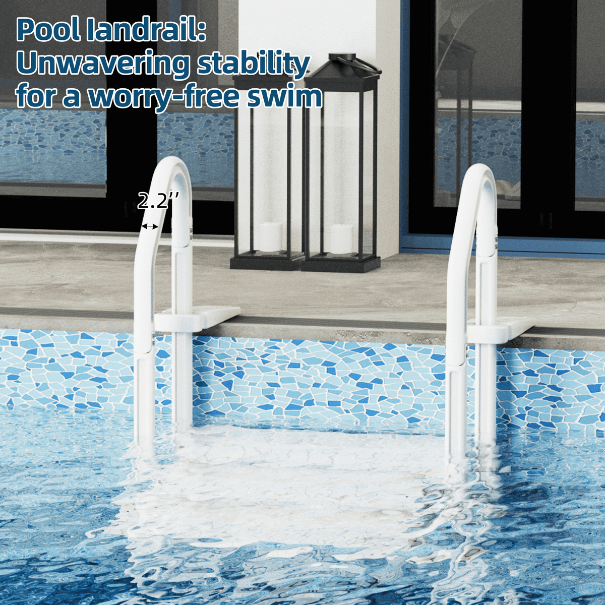 EROMMY Pool Ladder, 3-Step Pool Stairs with Double Handrails and Non-Slip Steps for 36-50” Above Ground and In-Ground Pools, White