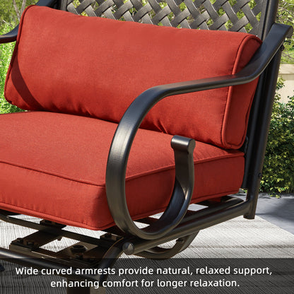 EROMMY Patio Swivel Chair Set of 6, Outdoor Dining Chairs with Cushions for Porch, Deck, and Garden, Red