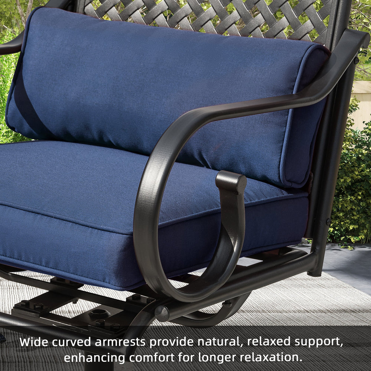 EROMMY Patio Swivel Chair Set of 4, Outdoor Dining Chairs with Cushions for Porch, Deck, and Garden, Blue