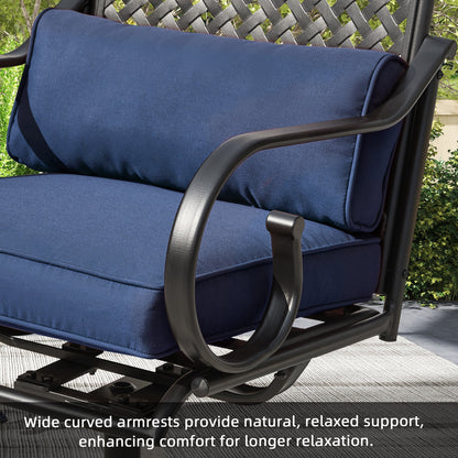 EROMMY Patio Swivel Chair Set of 4, Outdoor Dining Chairs with Cushions for Porch, Deck, and Garden, Blue